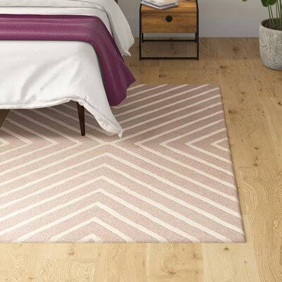 76 Geometric Handmade Tufted Wool Pink/Ivory Area Rug Mack & Milo Rug Size: Rectangle 3& x 5&
