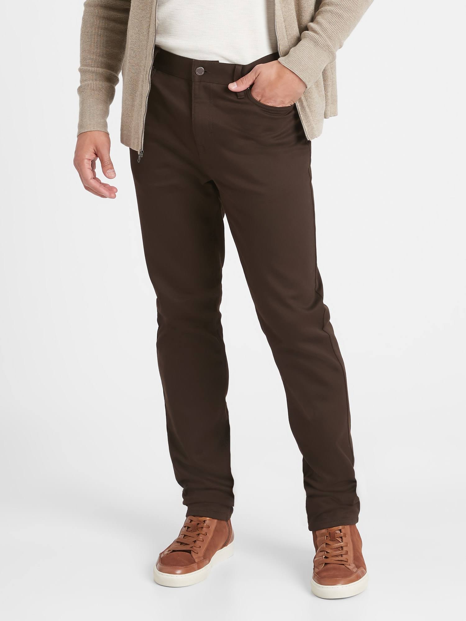 Banana Republic Men's Slim Traveler Pant Brown Coffee Bean Size 30W 32L