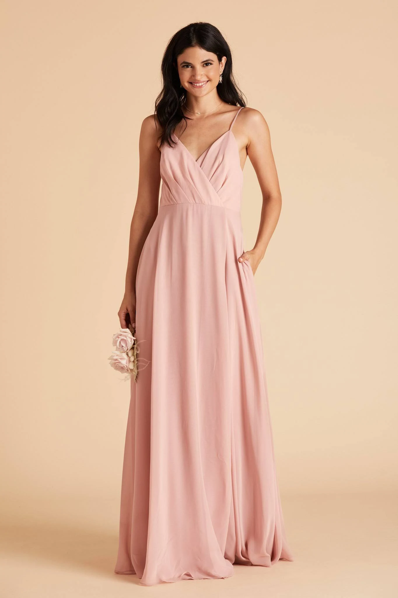 Kaia Chiffon Bridesmaid Dress in Rose Quartz M / Rose Quartz