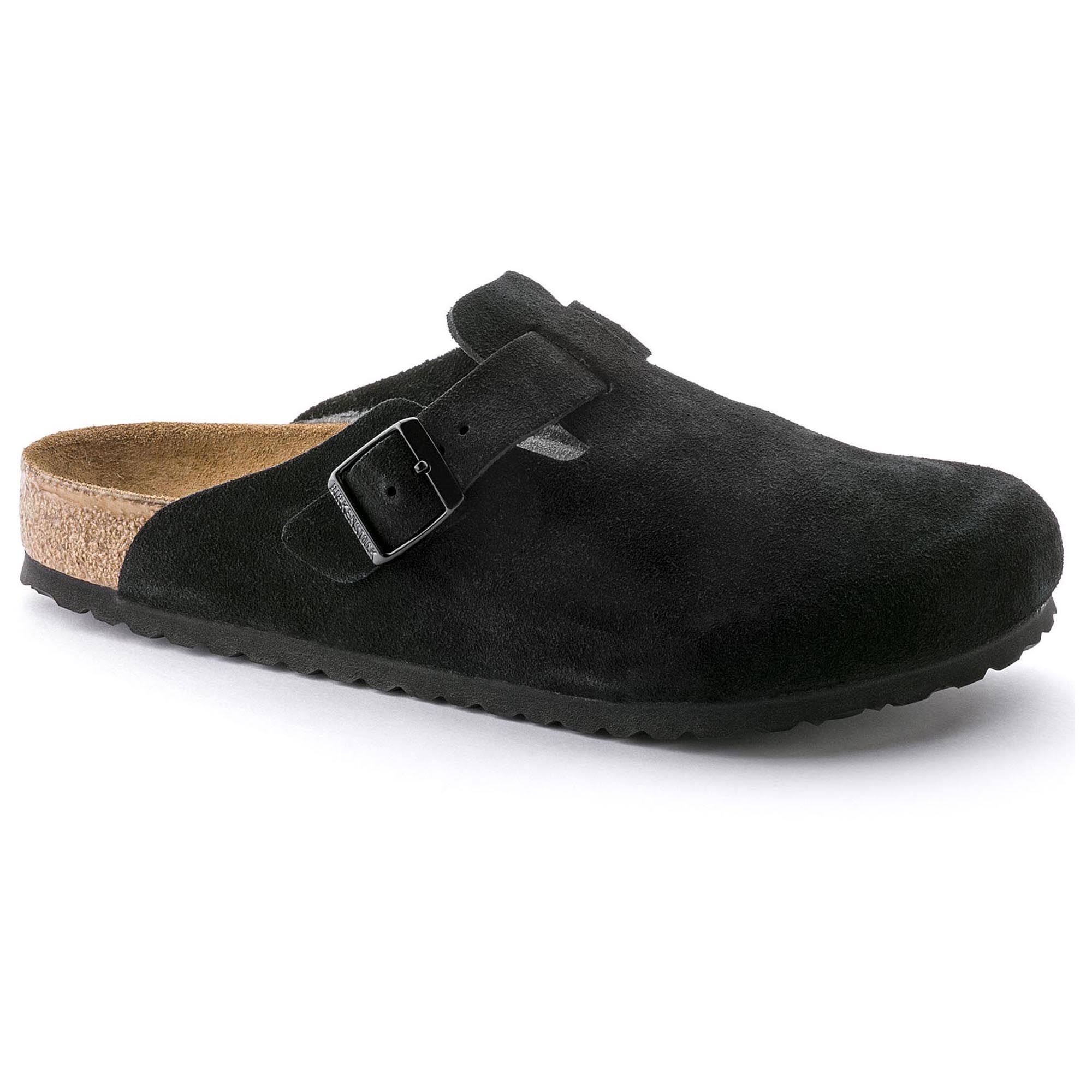 Birkenstock Boston Suede Leather Black Clogs
