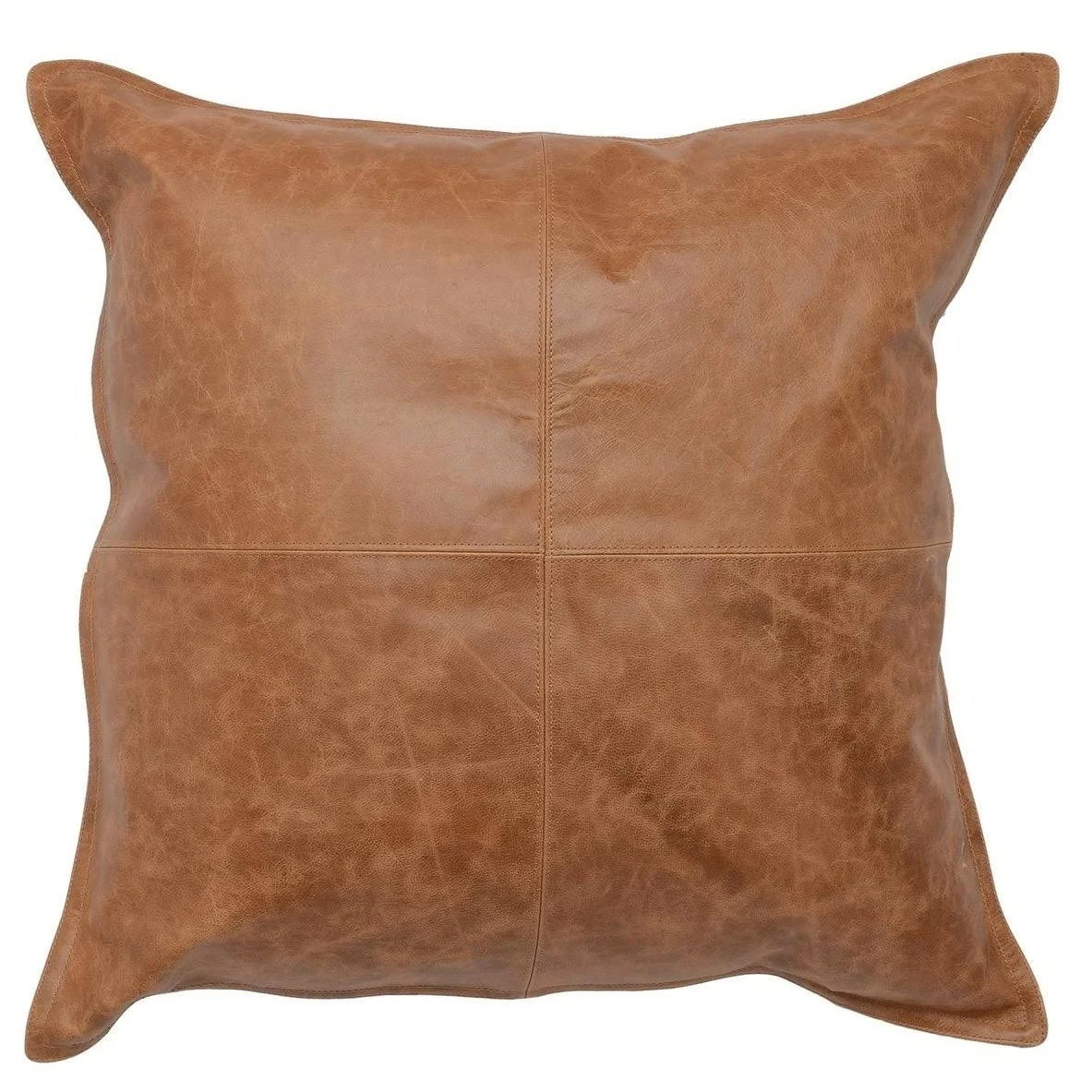 Strick & Bolton Lindi Leather 22-inch Throw Pillow (Chestnut Brown)