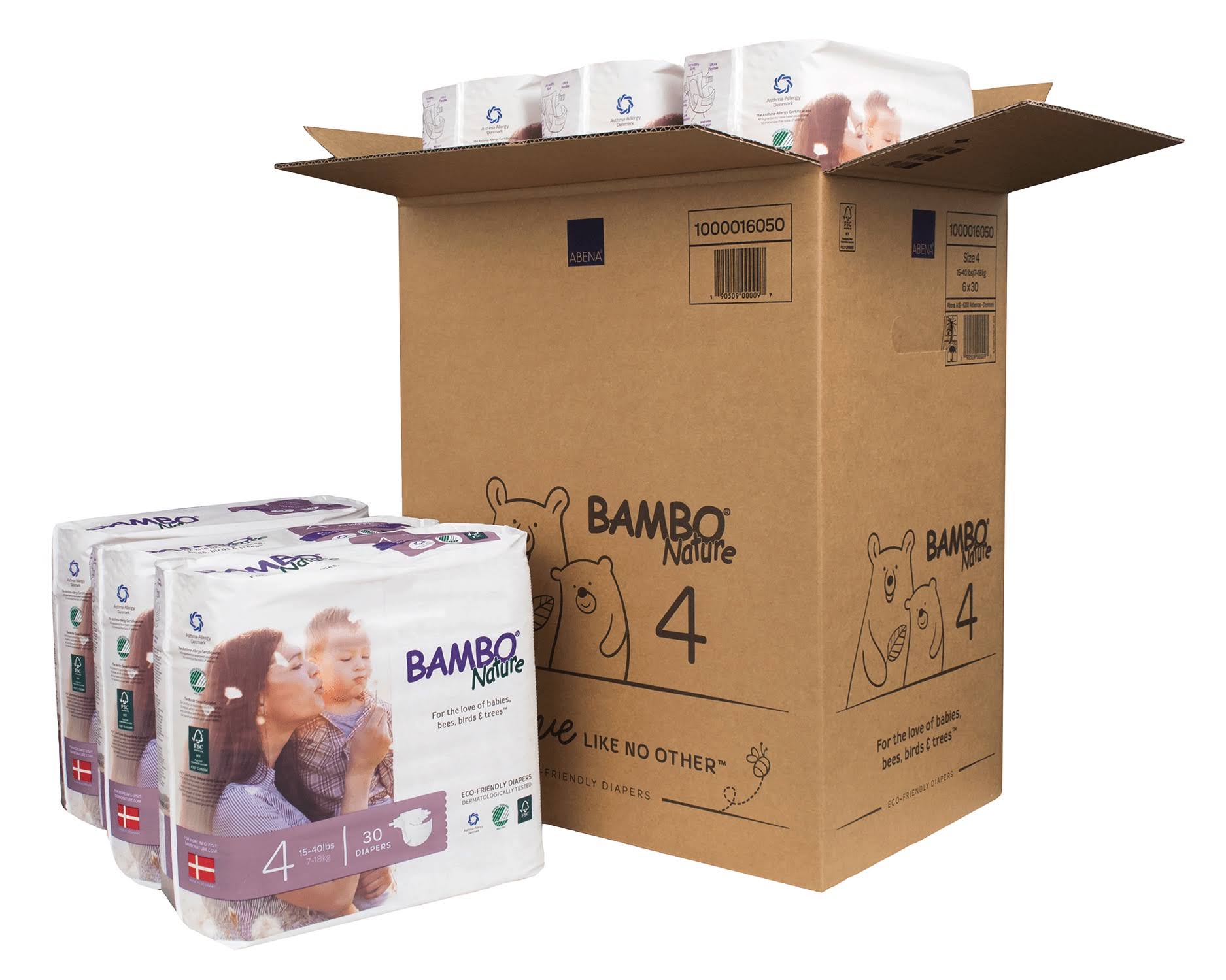 Bambo Nature Premium Baby Diapers Size 4 180 Count 6 Packs of 30