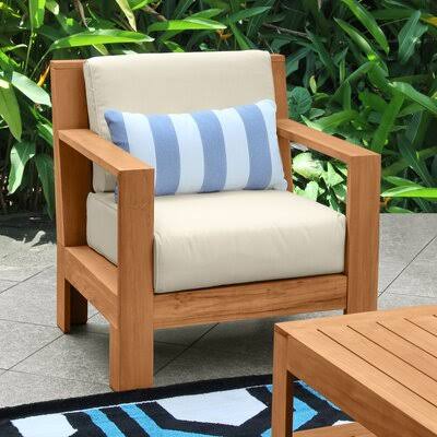 Janiya Teak Patio Chair with Sunbrella Cushions Birch Lane