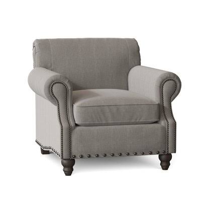 Landry 40x22 Wide Down Cushion Armchair Birch Lane Body Fabric: Hanover Concrete, Nailhead Detail: Old Gold Spotted