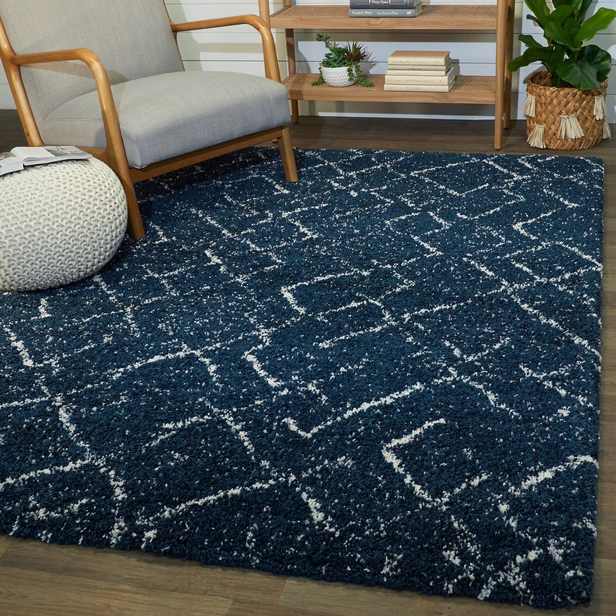 Albini Tribal Shag Area Rug - Navy Blue - 7&10x22 x 10&