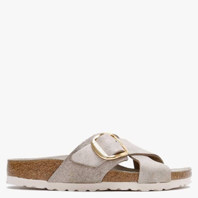 Birkenstock Siena Big Buckle Washes Metallic Rose Gold Leather Mules S