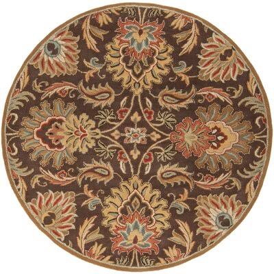 Arden Oriental Handmade Tufted Wool Dark Brown/Garnet Area Rug Birch Lane Rug Size: Round 4&