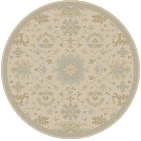 Willard Floral Handmade Tufted Wool Beige/Sage Area Rug Charlton Home Rug Size: Round 6&