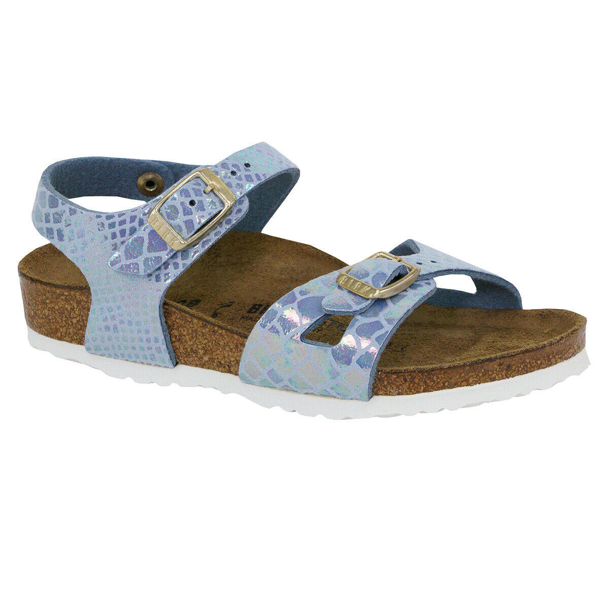 Birkenstock Kids Rio Birko-Flor Sandals Shiny Snake Sky 26 N