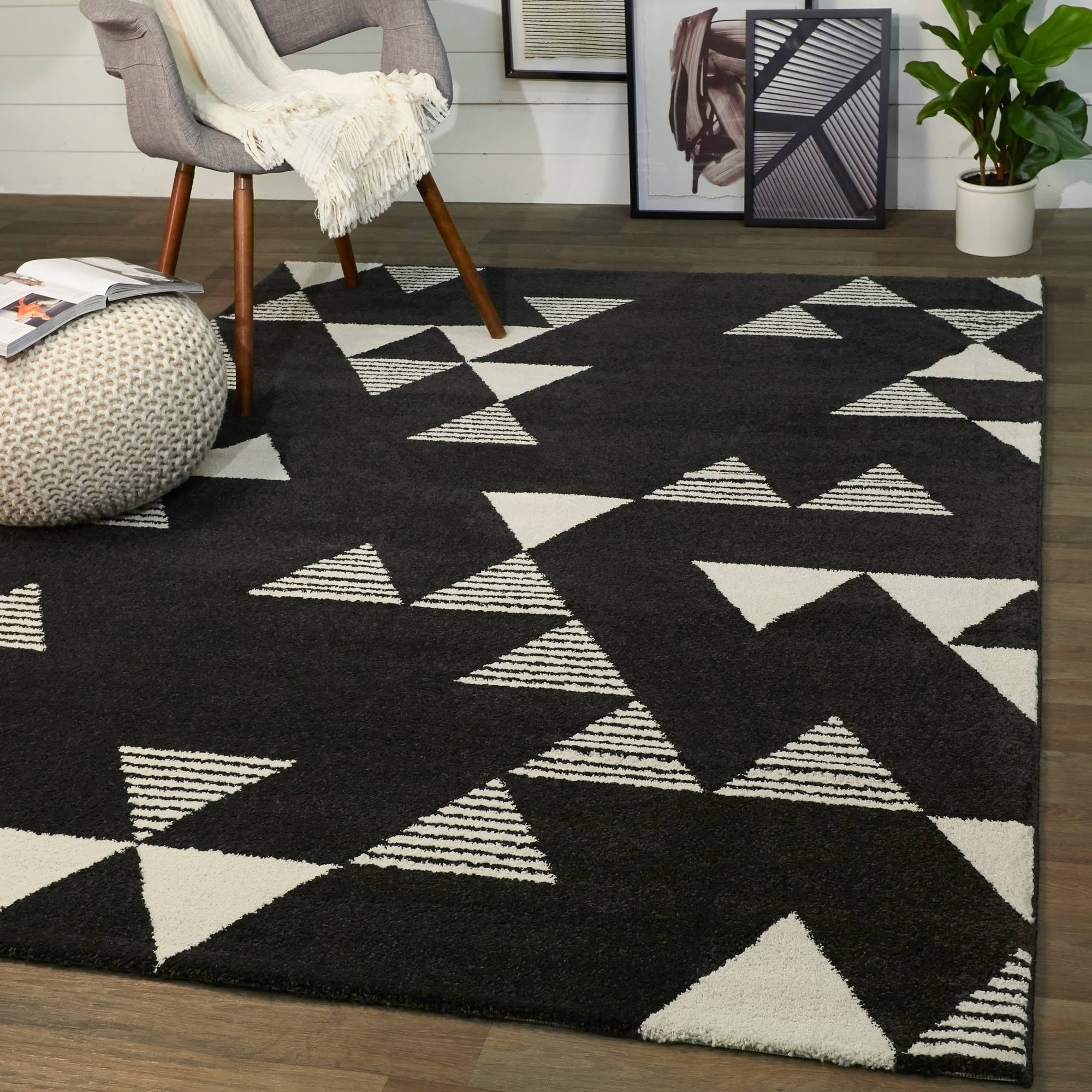 BALTA Phoebe Charcoal 7 ft. x 9 ft. Modern Geometric Area Rug, Grey