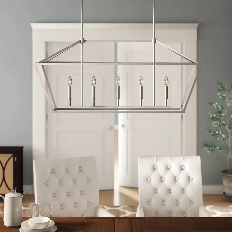 Finch 5 - Light Kitchen Island Linear Pendant Finish: Satin Nickel