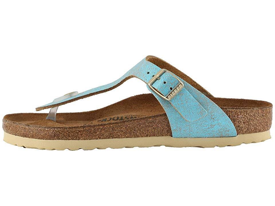 Birkenstock Gizeh - Leather (Washed Metallic Aqua) Women's Sandals