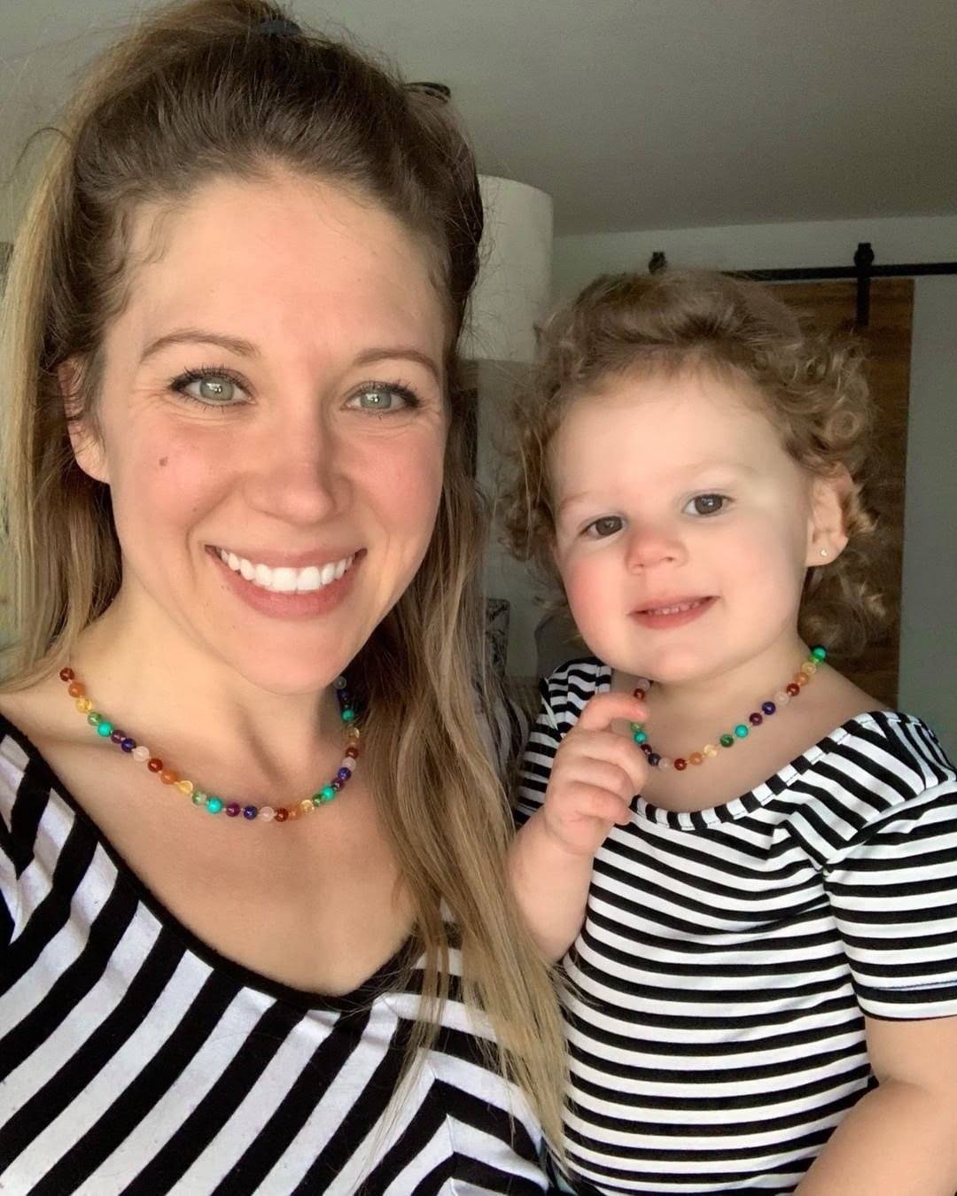Mommy Daughter Match Matching Baltic Amber Teething Necklaces - Semi-Precious Rainbow / 12.5 (5Month-5Yr) / 17x22