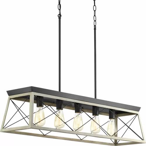 Delon 5 - Light Kitchen Island Linear Pendant Finish: Antique Bronze/Oak