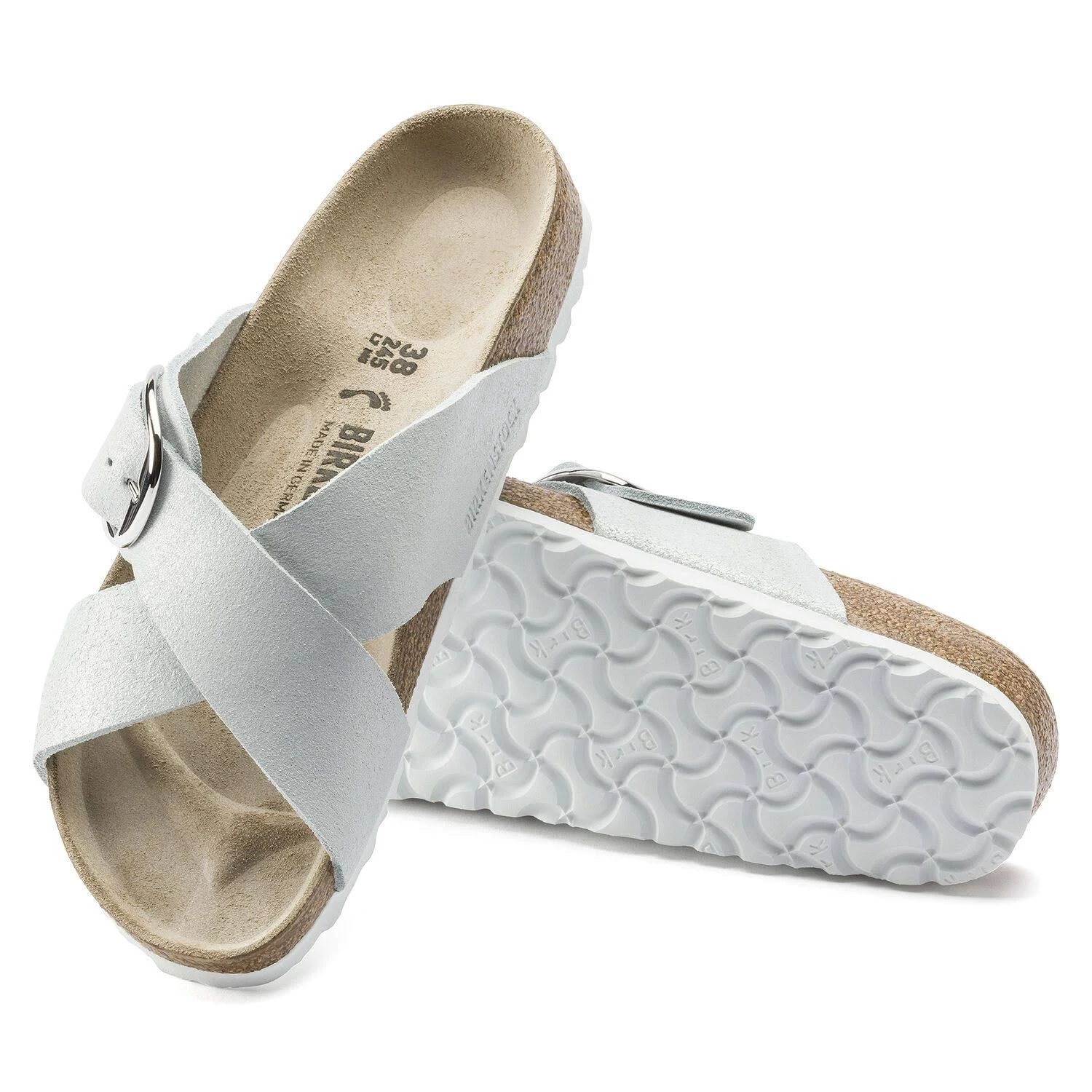 Birkenstock Women's Siena Big Buckle, Washed Metallic White Size: 42 N