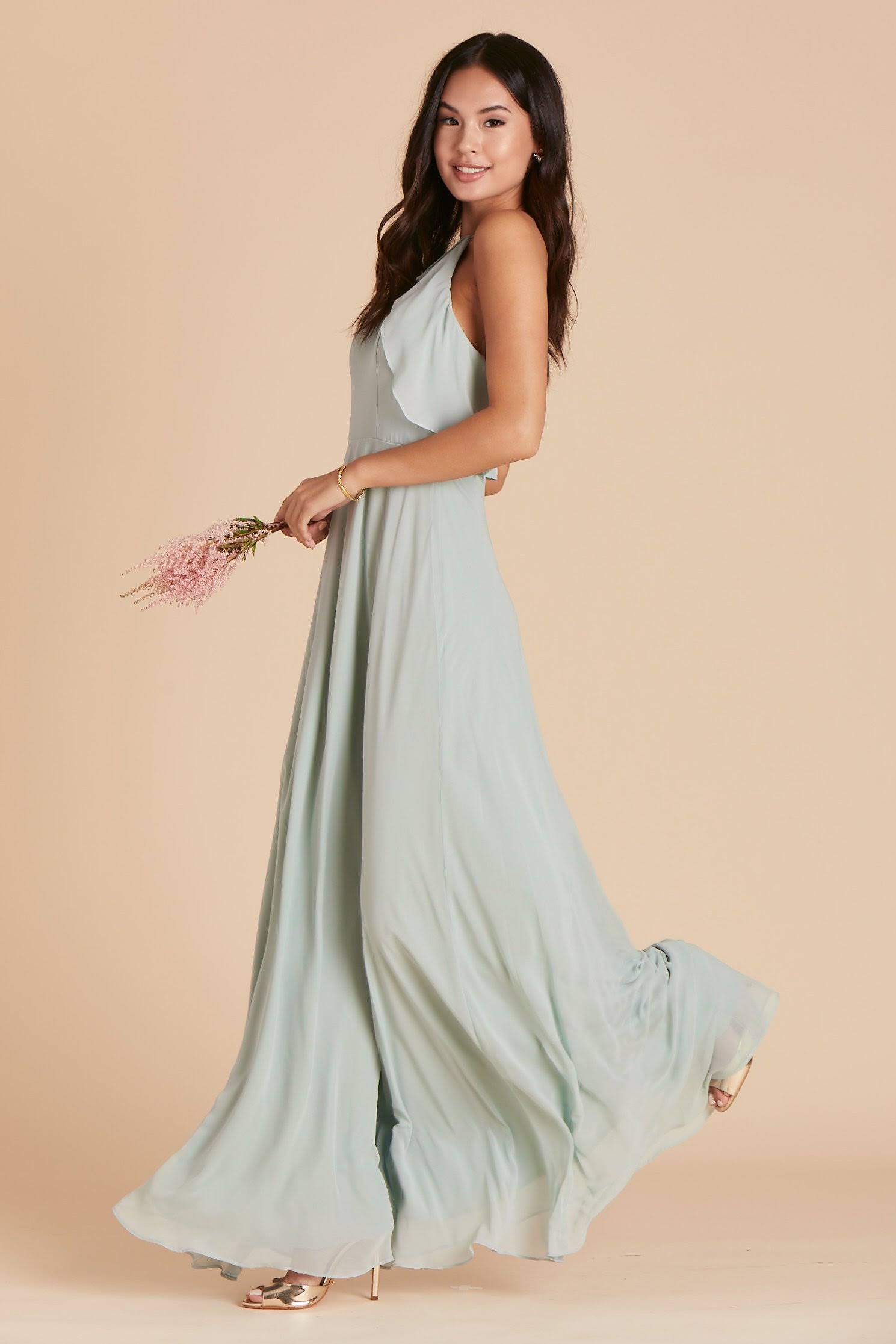 Birdy Grey Jules Chiffon Bridesmaid Dress in Sage XL / Sage