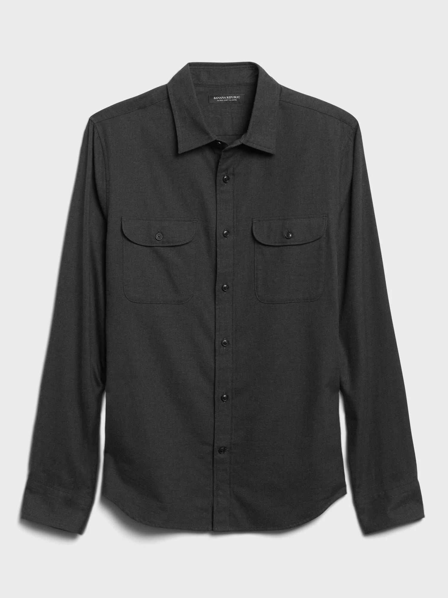 Banana Republic Men's Untucked Slim-Fit Flannel Shirt Charcoal Gray Size XL