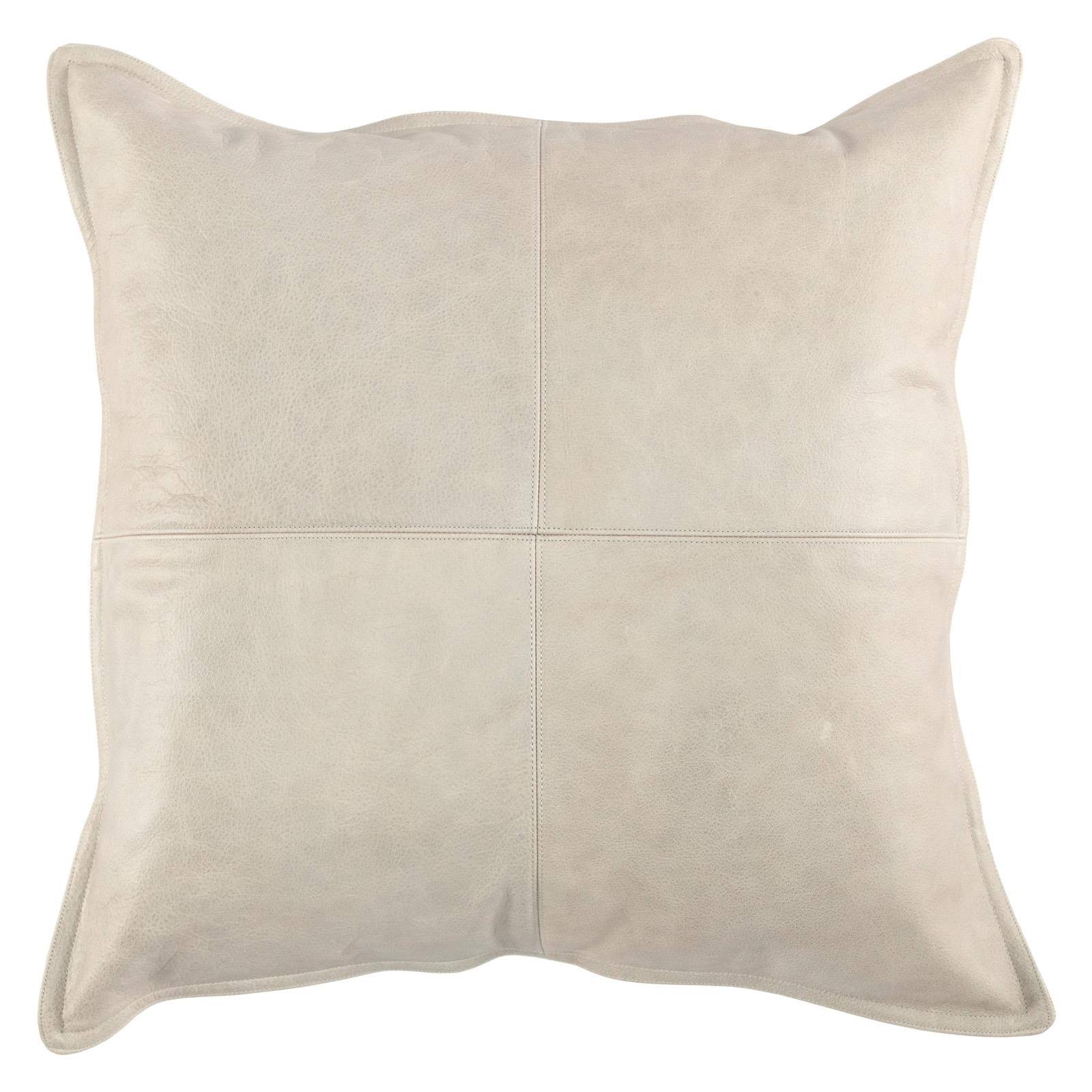 Kosas Home Cheyenne 100% Leather 22x22 Throw Pillow, Gray Colour