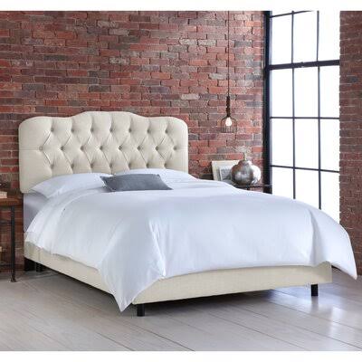 Stella Upholstered Bed Color: Linen Blend Talc, Size: California King