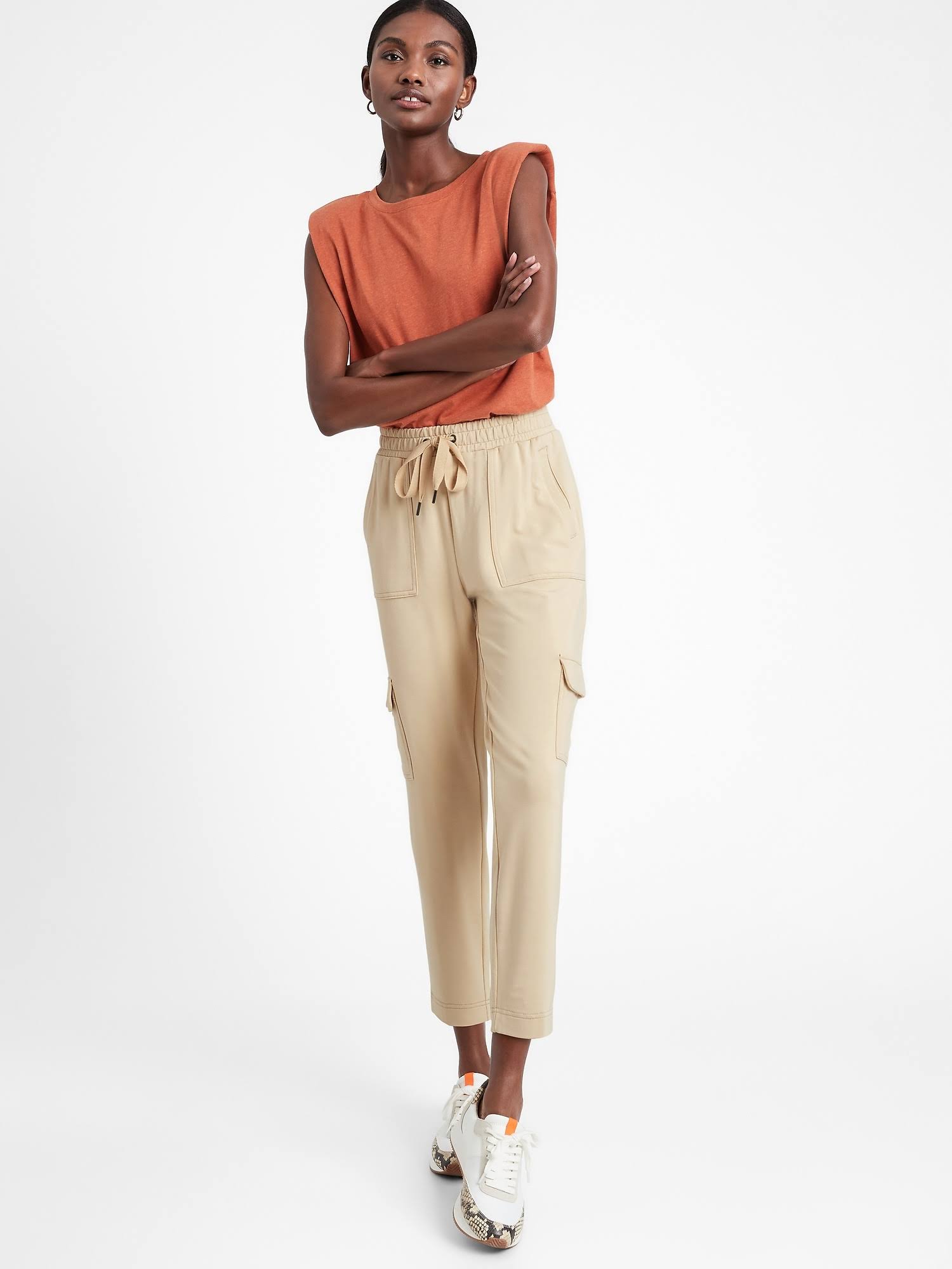 Banana Republic Women's Baby Terry Cargo Jogger Baja Sand Size Xs