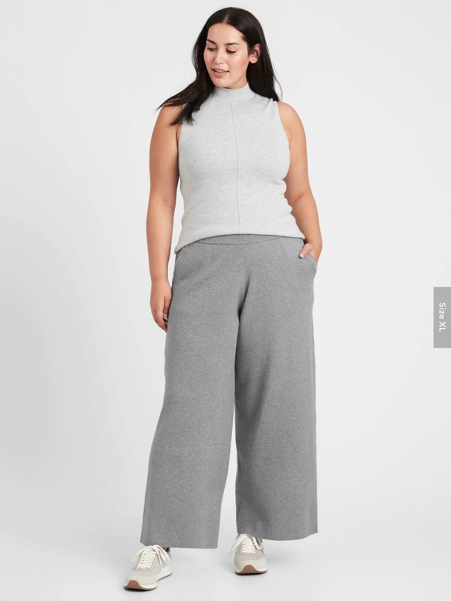Banana Republic Women's Wide-Leg Sweater Pant Heather Gray Size L