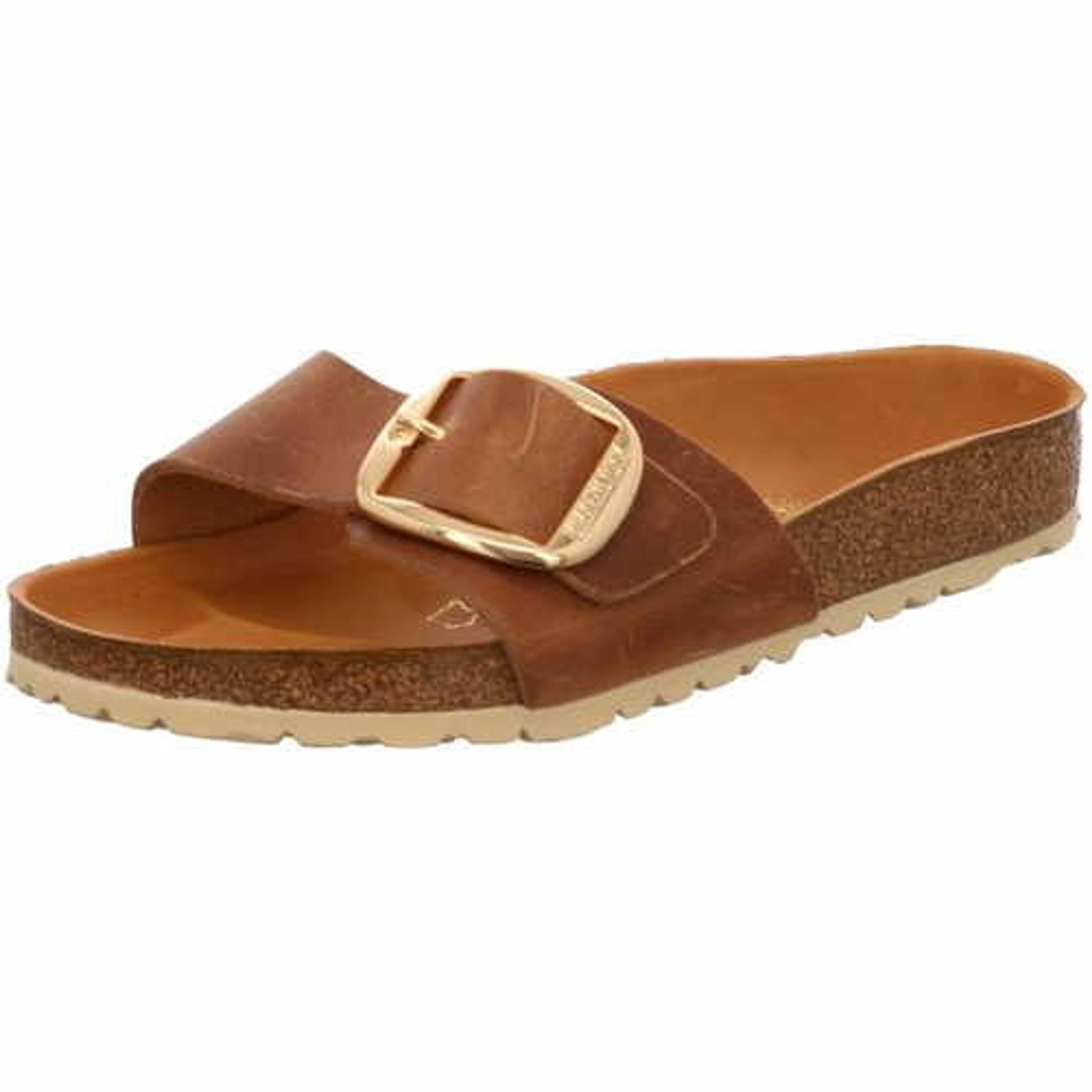 Birkenstock Madrid Big Buckle Oiled Leather Narrow Sandals - Cognac