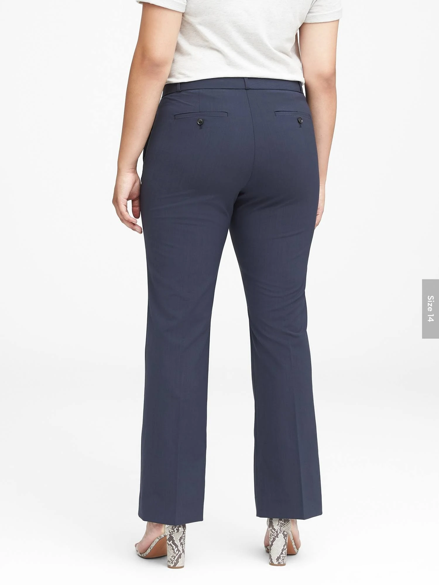 Banana Republic Women's Logan Trouser-Fit Washable Wool-Blend Pant Navy Size 14 Regular