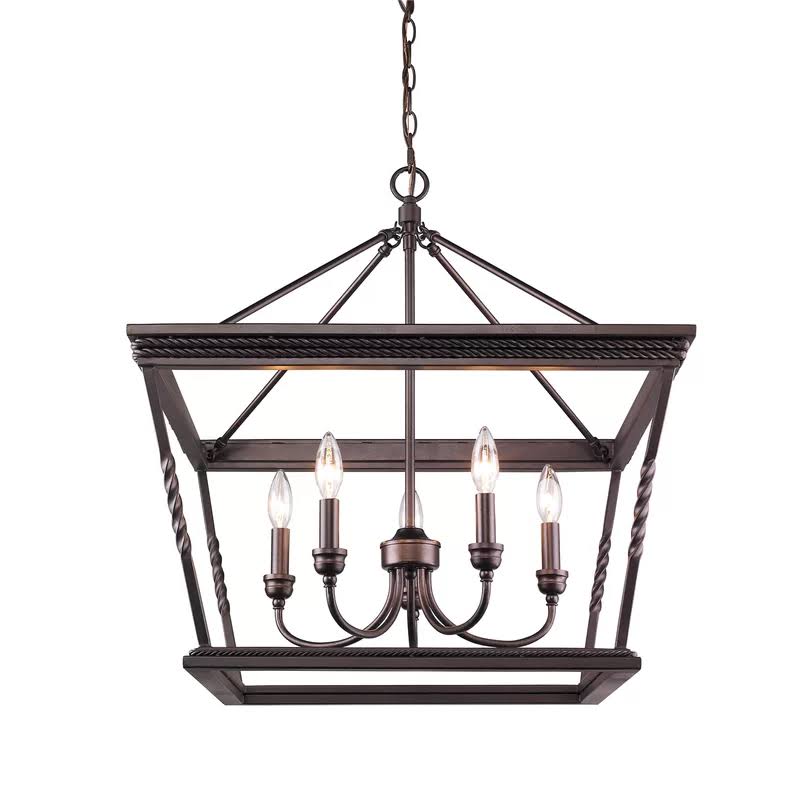 Northfield 5 - Light Lantern Rectangle/Square Chandelier