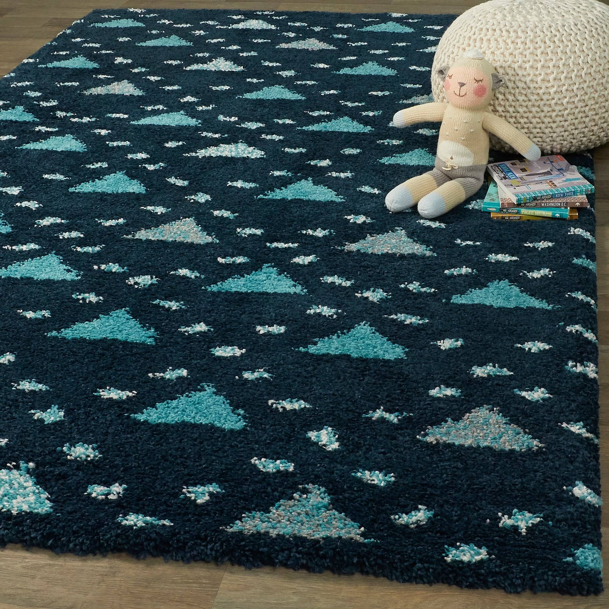 Balta Belmonte Navy 8 ft. x 10 ft. Geometric Shag Area Rug, Blue