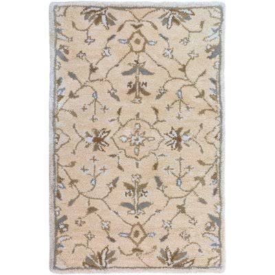 Phoebe Floral Handmade Tufted Wool Cream/Camel Area Rug