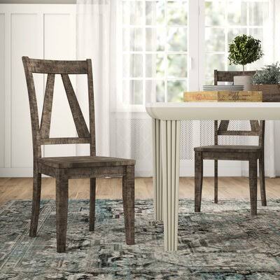 Carmelia Solid Wood Slat Back Side Chair in Light Smokey Ash