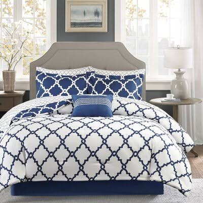 Madison Reversible Comforter Set Willa Arlo Interiors Size: Twin Comforter + 6 Additional Pieces, Color: Navy