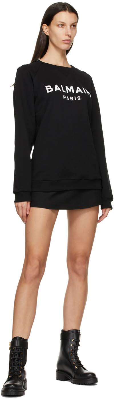 Balmain Logo Cotton Jersey Sweatshirt - Black - Sweatshirts