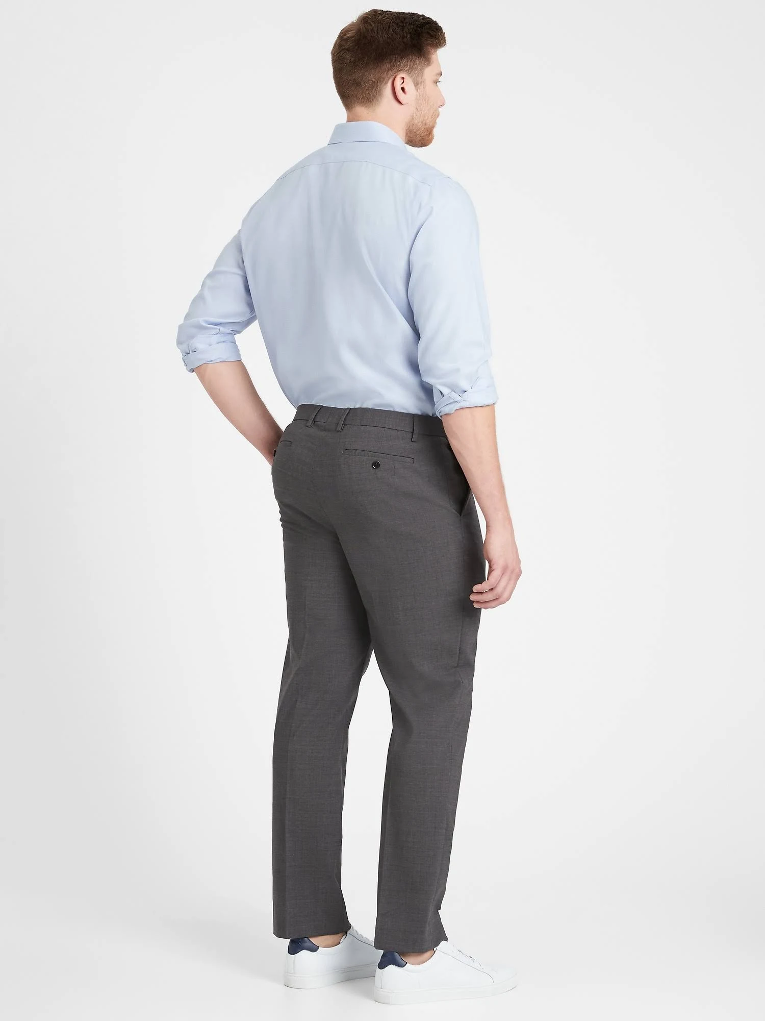 Banana Republic Men's Slim Performance Stretch Wool Dress Pant Charcoal Size 34W 32L