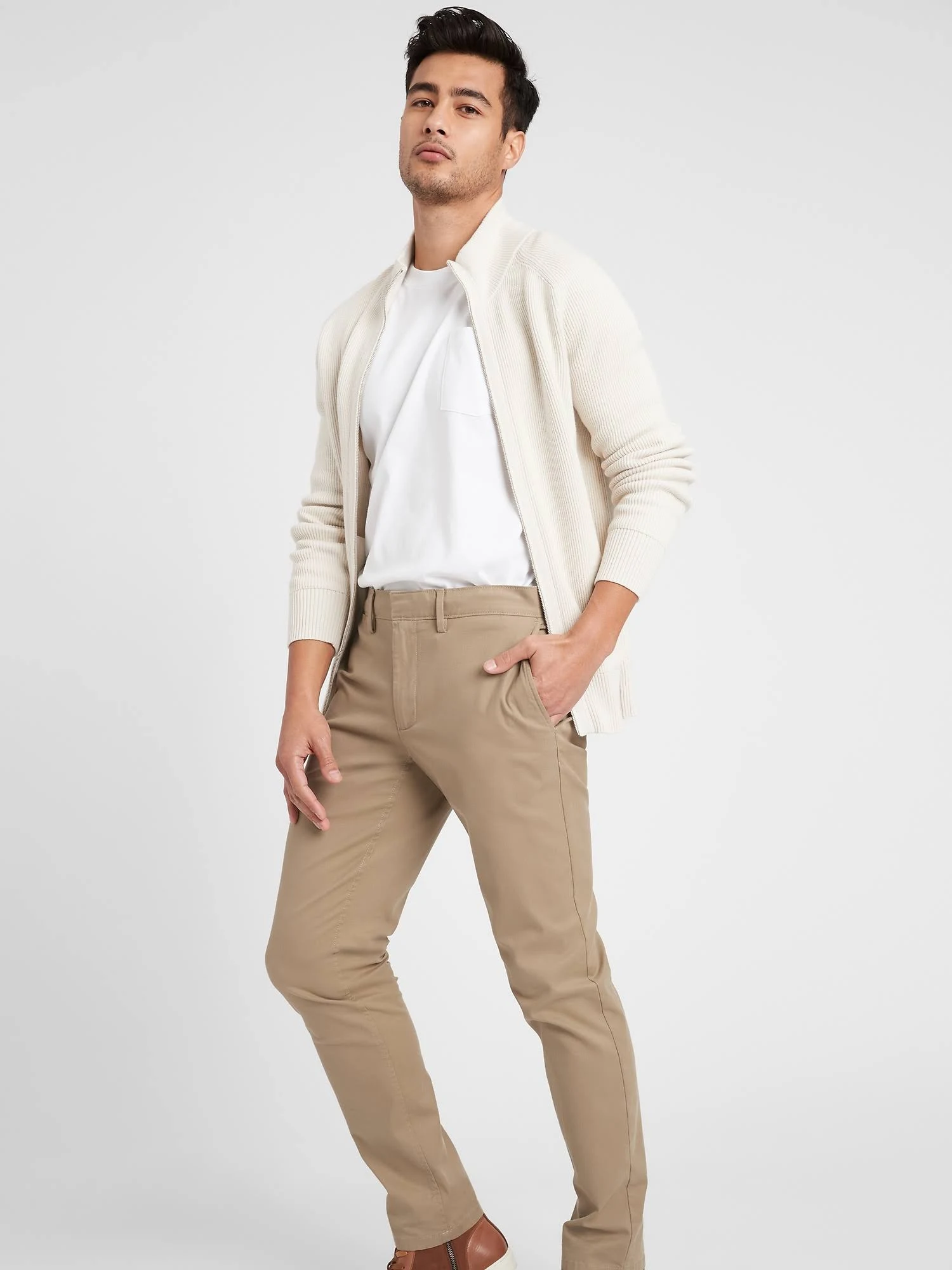Banana Republic Men's Fulton Skinny Stretch Chino Pant Acorn Tall Size 42W 36L