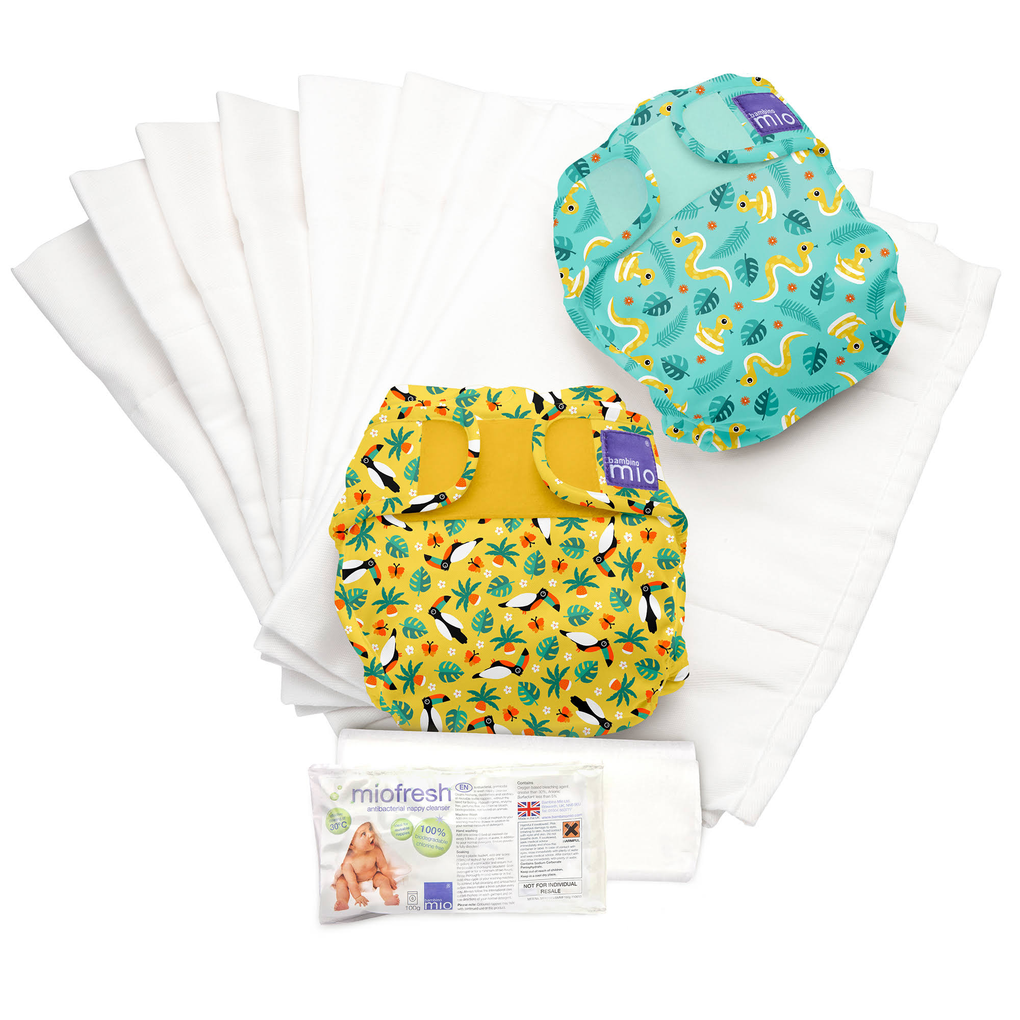 Bambino Mio Miosoft Cloth Diaper Set Rainforest B Size 1 21lbs