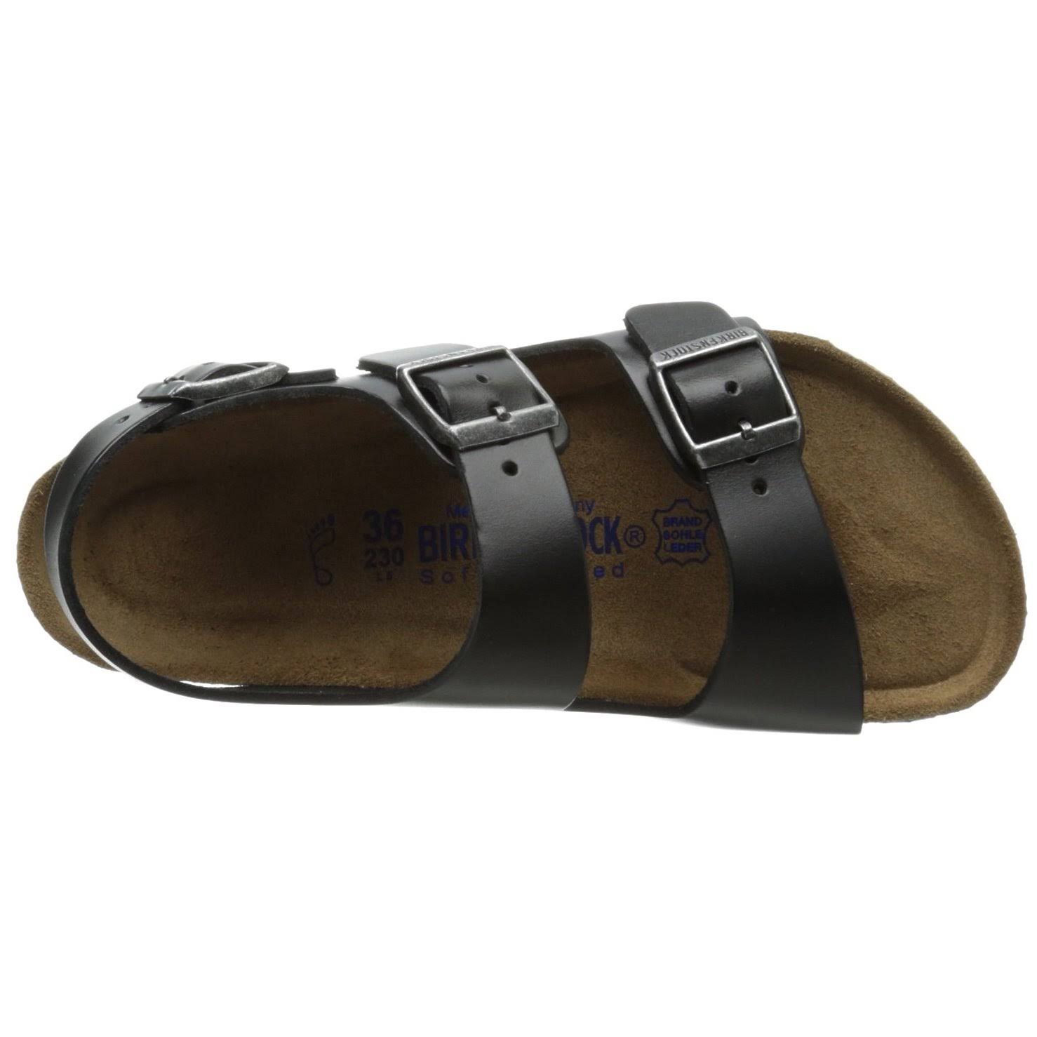 Birkenstock Milano Soft Footbed Sandal - 37 - Black Amalfi Leather