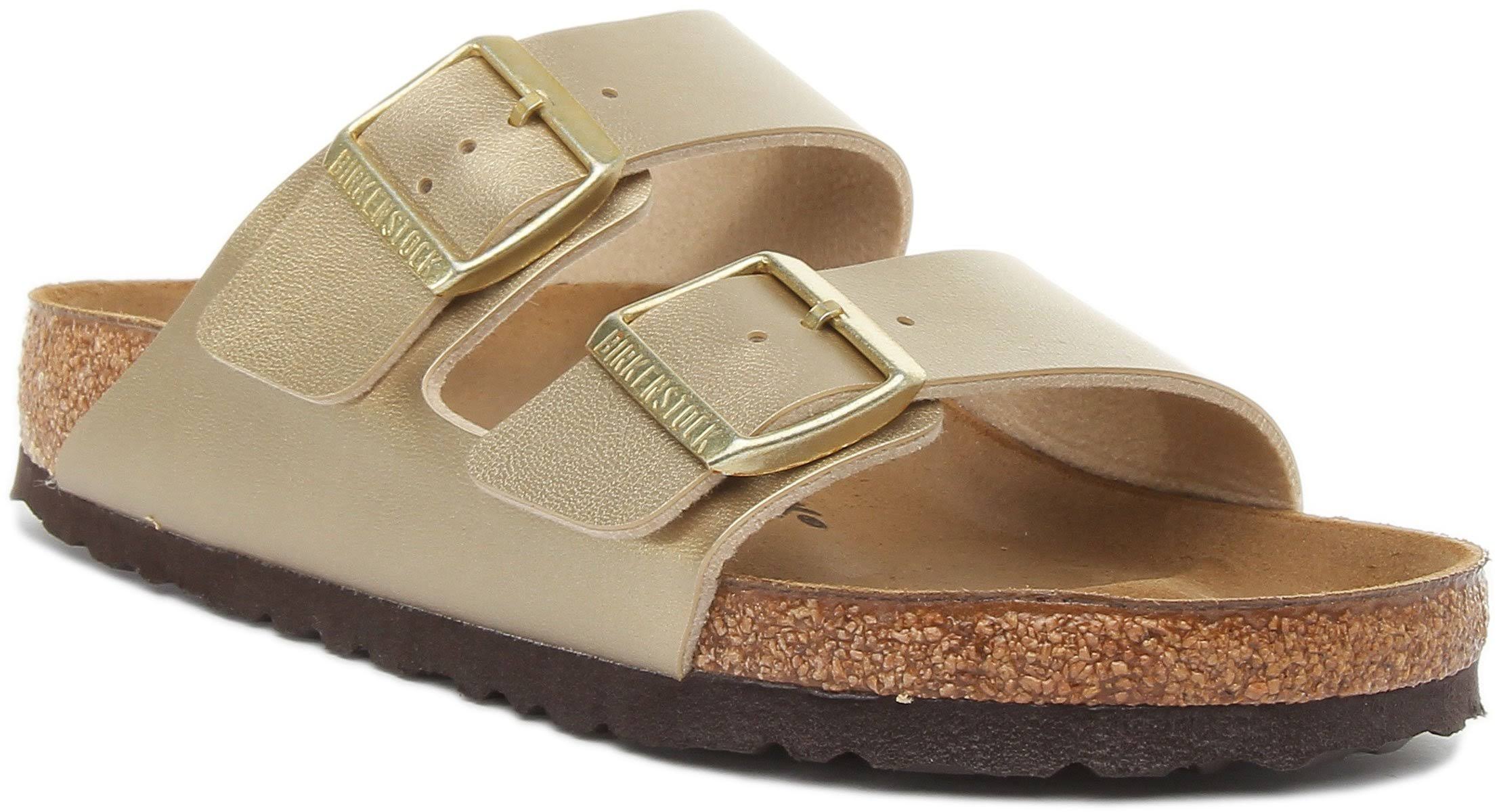 Birkenstock Arizona Birko Flor Womens Gold Sandals EU 38