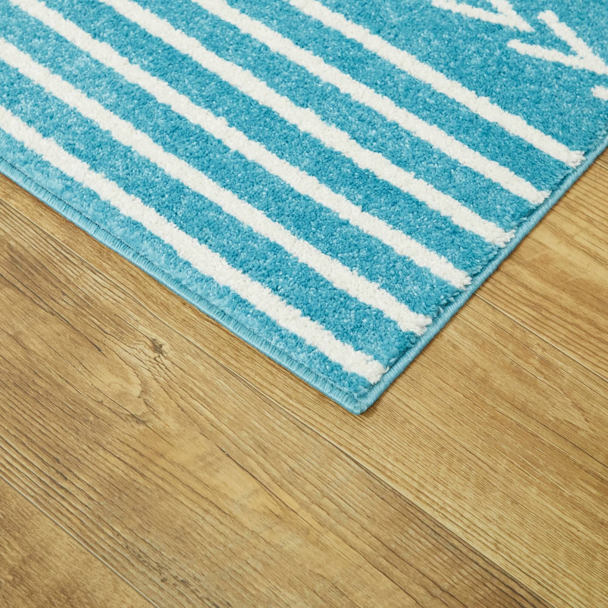 BALTA Cameron Striped Blue 5 ft. x 7 ft. Area Rug