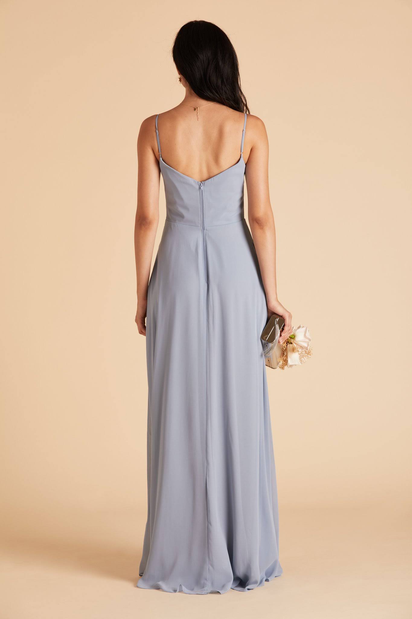 Birdy Grey Devin Convertible Chiffon Bridesmaid Dress in Dusty Blue M / Dusty Blue / No Slit