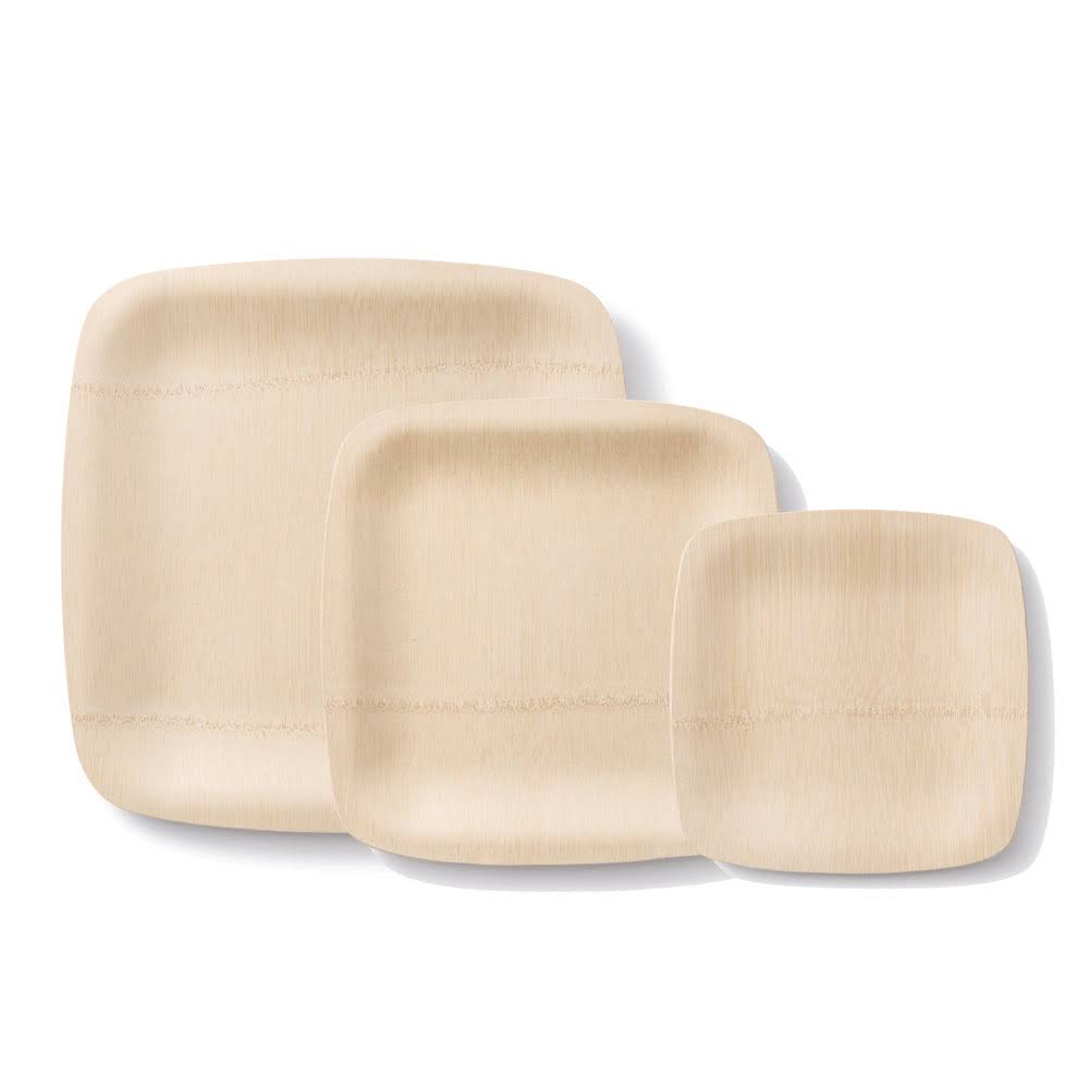 Bambu, Veneerware Square Bamboo Plates - 11 Inches, 25-Pack