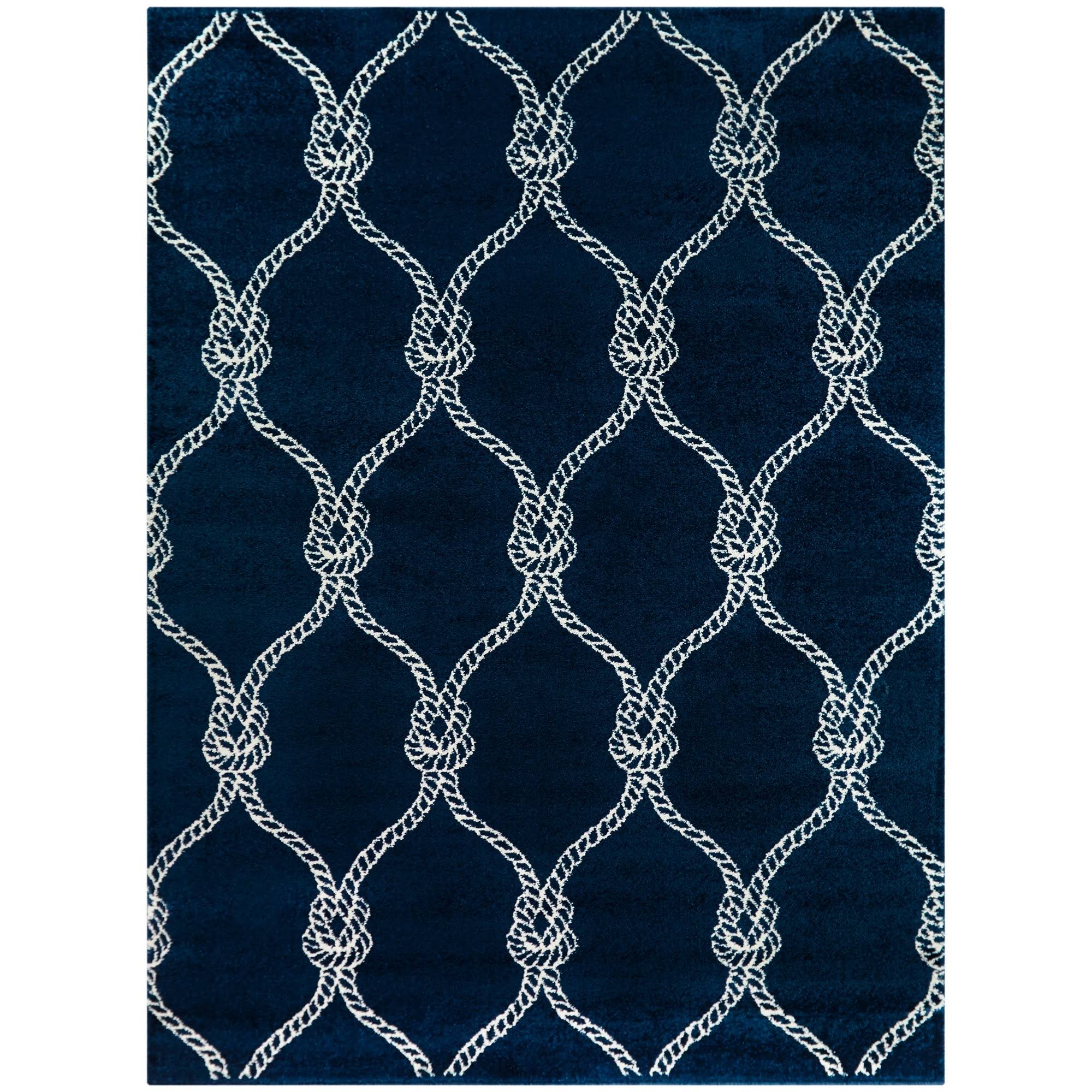 BALTA Fischer Navy 5 ft. x 7 ft. Nautical Trellis Area Rug, Blue