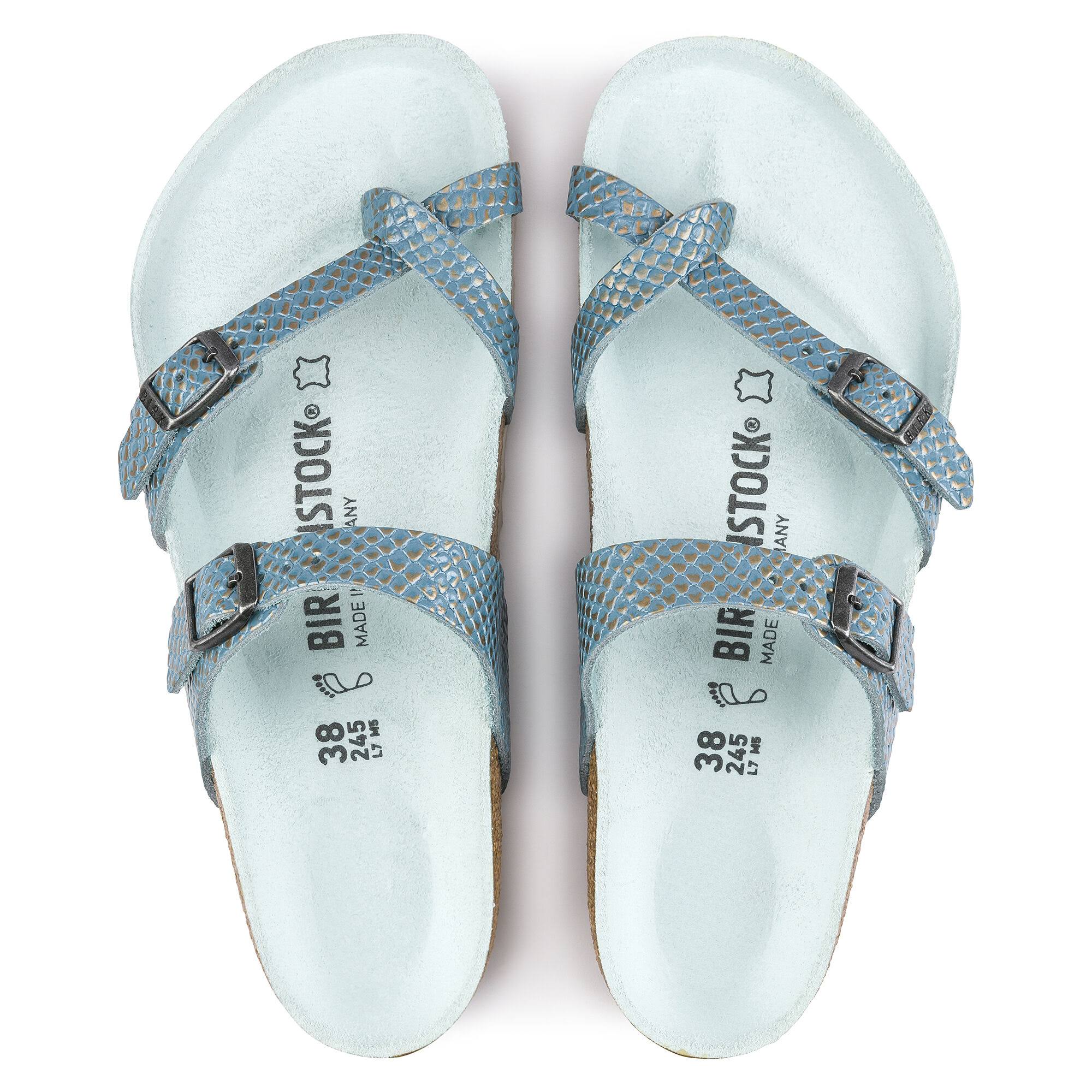 Birkenstock Womens Mayari Leather Aqua Sandals 8 US