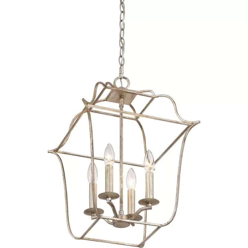Chloe 4-Light Foyer Pendant Laurel Foundry Modern Farmhouse, Century Silver Leaf