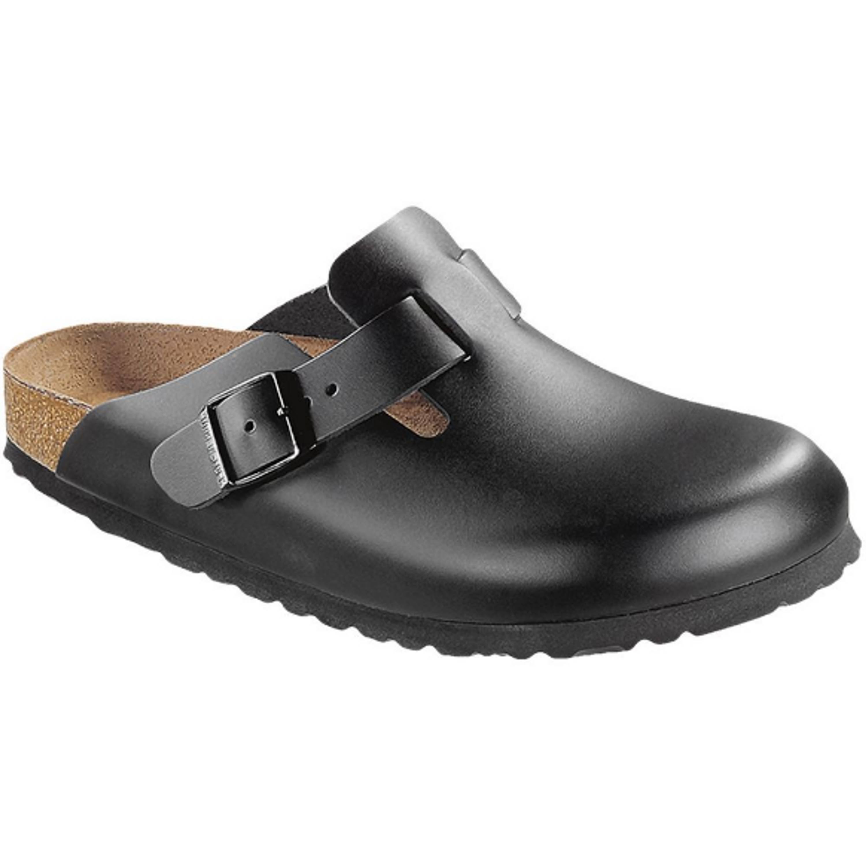 Birkenstock Boston Natural Leather Black Clogs
