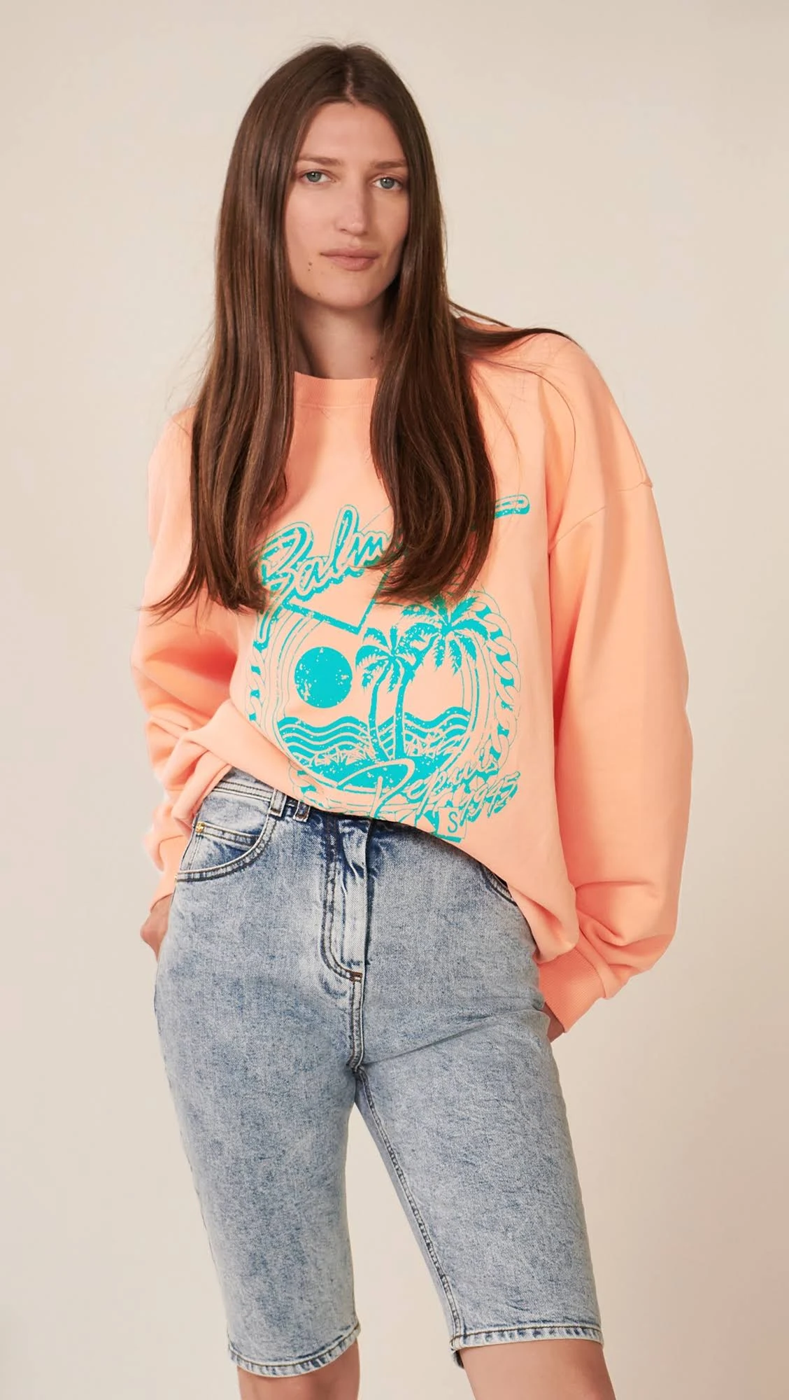 Balmain Printed Sweatshirt Orange - Orange - Sweatshirts