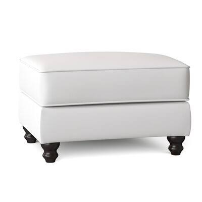 Birch Lane Huxley 31x22 Rectangle Standard Ottoman Body Fabric: Spinnsol Optic White, Leg Color: Black Walnut