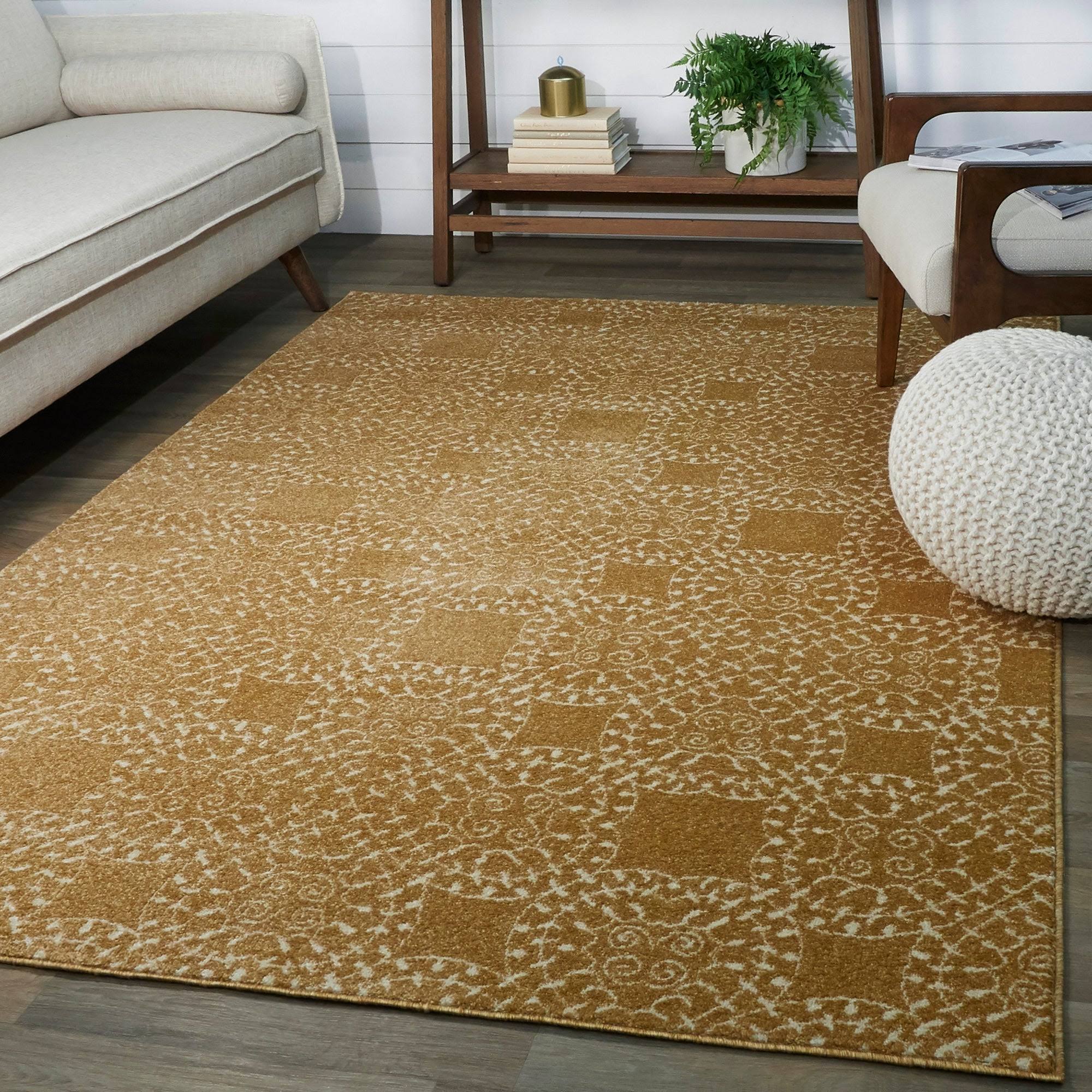 BALTA Cooper Gold 5 ft. x 7 ft. Clover Medallion Area Rug