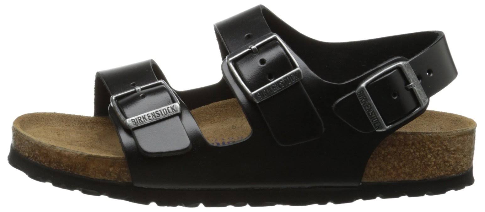 Birkenstock 234531: Milano Black Unisex Soft Footbed Leather Sandal (38 M EU)