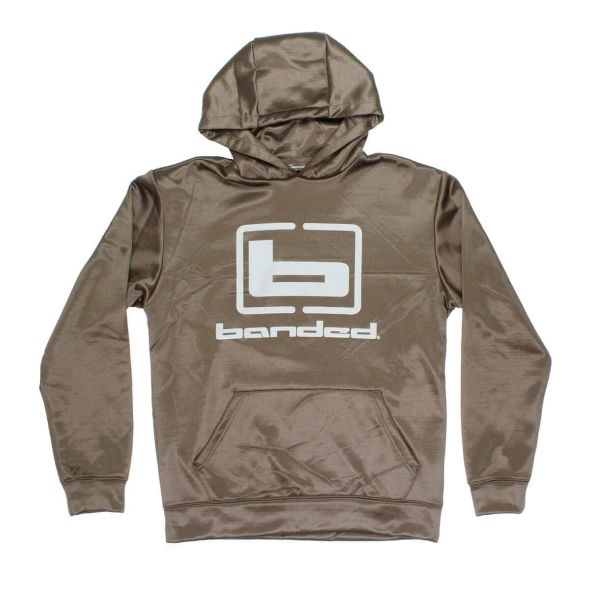Banded Logo Hoodie, Brown, Small